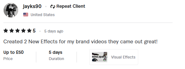 Testimonial from jayks90 - Visual Effects